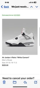 Size 10.5 Air Jordan 4 Retro 2025 White Cement SNKRS Ships Out Now - Picture 1 of 6