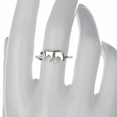 Solid 925 Sterling Silver Fun Cat Full Body Ring, Size 6, 7, 8 & 9 - Image 1 of 4