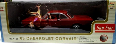 1963 Chevrolet Corvair, Sun Star, Vermelho 1:18 NOVO - Imagem 1 de 4