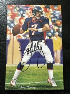 John Elway Denver Broncos 4x6 Goal Line Art Card # 1 PSA COA AO59802 - Picture 1 of 3