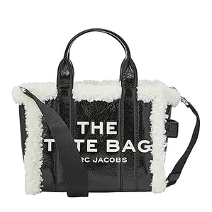Marc Jacobs The Small Crinkle Teddy Tote - Black w/ White Trim - Picture 1 of 10