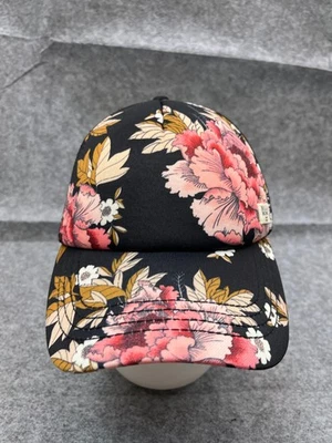 Billabong Hat Cap Snap Back Womens One Size Black Pink Floral Trucker Polyester - Image 1 of 4