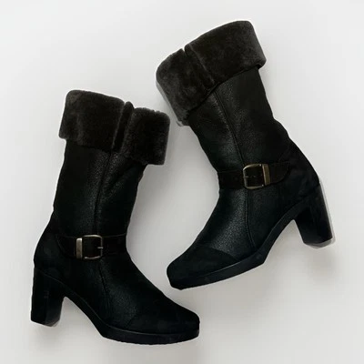 Botas de tacón de piel de oveja Arche 39/US 8 negras de cuero nobuck para mujer Foto 1 de 4