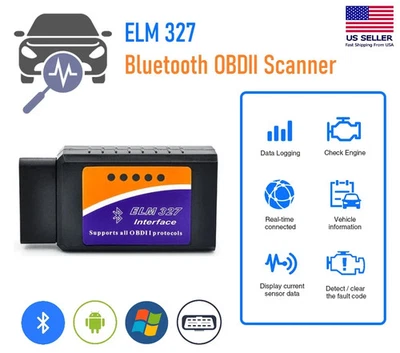 Bluetooth OBD2 OBDII Escáner de Diagnóstico de Coche Herramienta Lector de Código de Fallas Automático ELM327 Foto 1 de 4