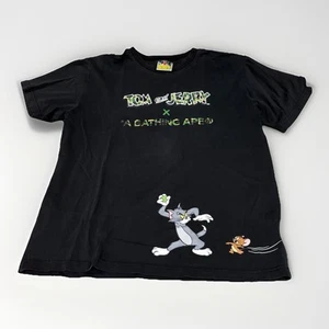 BAPE x Tom and Jerry Footprints Herren L Tee Kurzarm Schwarz Japanisch - Bild 1 von 8