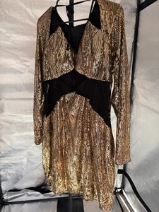 Schwarzes Partykleid mit goldenen Pailletten von Miss Ord Gr. 4xl - Bild 1 von 4