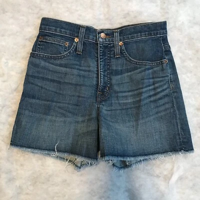 J. Pantalones Cortos Crew Jeans Tiro Alto Midi 4.5" Entrepierna Flecos Dobladillo Informales Día Talla 24 Foto 1 de 4