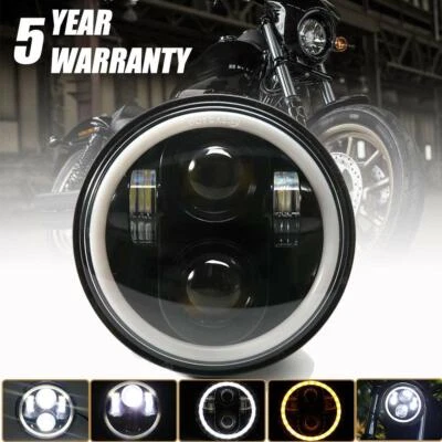 DOT 5.75" LED Headlight Black Angle Eyes For Honda VTX 1300 C R RETRO VTX 1800 - Image 1 of 4