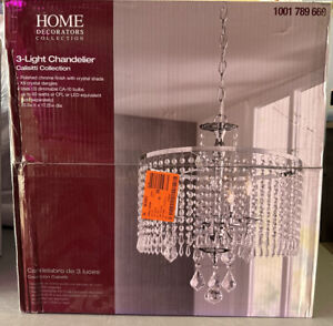Calisitti 3-Light Polished Chrome Chandelier with K9 Crystal Dangles New in Box