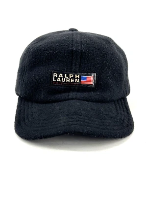 De colección Ralph Lauren Polo Deportivo Negro Polar Bandera Logo Correa Gorra EE. UU. Foto 1 de 4