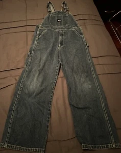 Key Bib Overalls Girls Size 12 Blue Denim Carpenter Pockets Med Wash - Picture 1 of 7