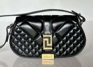 Versace Quilted Calf Leather Black Mini Shoulder Bag 1010951 IT NWT $1625 - Picture 1 of 15