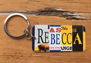 Rebecca Metal Keychain Name Key Ring License Plate Keychain Key Fob Embossed - Picture 1 of 1