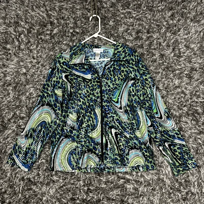 Jaqueta Draper and Damons azul leopardo média elegante casaco estampa animal tamanho XL - Imagem 1 de 4