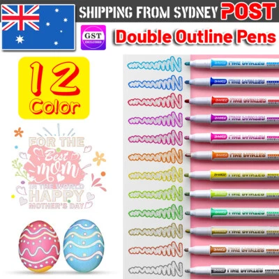 12 Color Drawing Double Line Outline Pen Highlighter Marker Pens Doodle Dazzle - image 1 of 4