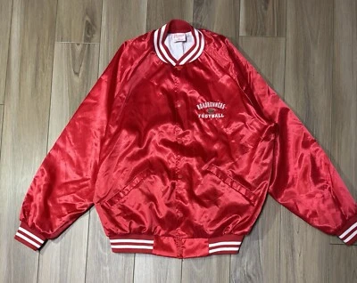 Vintage 90s Cardinal USA Satin Red Jacket Bomber Roadrunner Football - Image 1 of 4