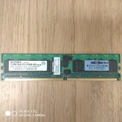 Elpida EBE51RD8ABFA-4A-E 512MB 1Rx8 PC2-3200R-333 ECC SERVER/WORKSTATION ETC RAM - Image 1 of 3