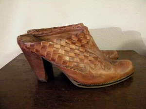 Sesto Meucci Women's Brown Leather Mules Heels 6 M Italy - Picture 1 of 9