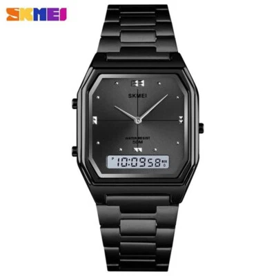 SKMEI Hombre Reloj de Cuarzo Lujo Oro Acero Reloj Moda Mujer Reloj de Pulsera Digital Foto 1 de 4