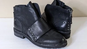 OTBT Frontage Botas Negras Mujer 7.5M Cremallera Lateral Tachonado Moto Tobillo Cuero - Imagen 1 de 10