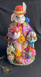 2003 Christopher Radko EASTER "Dapper Hare" RARE Centerpiece & Cookie Jar - MINT - Picture 1 of 14