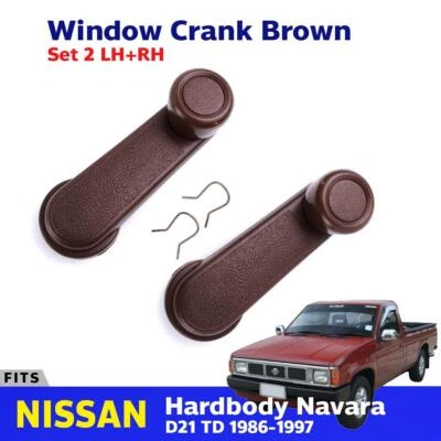 For Nissan Hardbody D21 Pickup Truck 1986-97 Window Crank Regulator Brown 2 PCS Foto 1 de 4