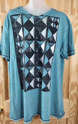 Camiseta Marc Ecko Corte y Costura Manga Corta Azul Estampado Geométrico Para Hombre XL Foto 1 de 4
