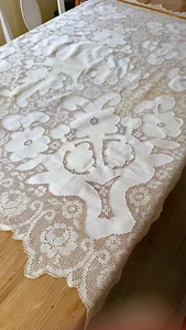 Vintage Italian Hand Made Square Tablecloth with Punto Tirato ZZ320? - Picture 1 of 7