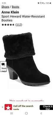 Bota Anne Klein, botines deportivos Heward Anne Klein resistentes al agua, negros, talla 6 M Foto 1 de 4