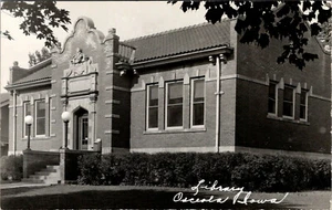 OSCEOLA, IOWA - BIBLIOTECA - ANTIGUA POSTAL CON FOTO REAL - Imagen 1 de 2