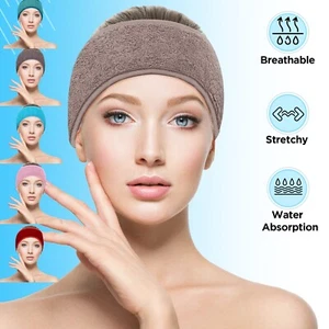 Fascia per capelli viso spa trucco avvolgimento per capelli asciugamano regolabile cotone confezione da 2 - Foto 1 di 36