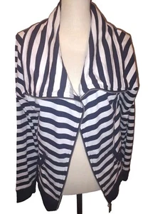 Calvin Klein XL Jacket Long Sleeve Zip Navy Blue White Stripe Performance - Picture 1 of 8