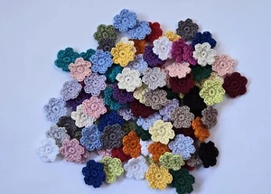 100 Pc. Crochet Flower Applique Embellishments-Set 3 - Picture 1 of 4