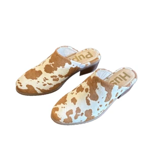 Hush Puppies Women's Cow Print Leather Clog Mule Slide SZ 10 NWOT - Picture 1 of 9