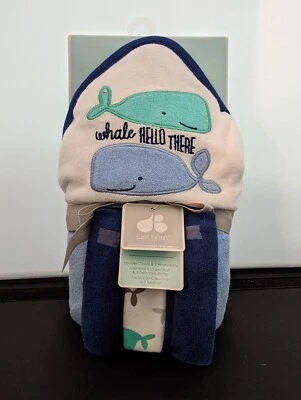 Gerber Just Born Baby Boy Blue Whales Hooded Towel & Washcloths Set - Image 1 of 2