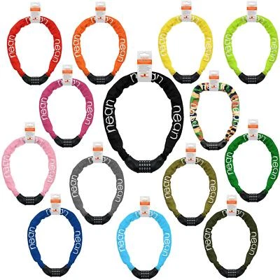 Original nean Zahlenschloss Fahrradschloss mit Stahlkettengliedern 6mm x 900mm - Bild 1 von 4