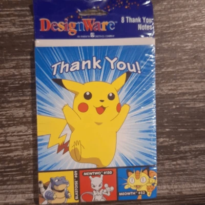 Vintage Pokemon Pikachu Thank You Cards 8 Count NEW - Image 1 of 2