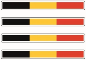 4 x Belgium Long Flags Stickers 124mm x 14mm Belgium Van Car Bumper Decals FSS02 - Picture 1 of 1