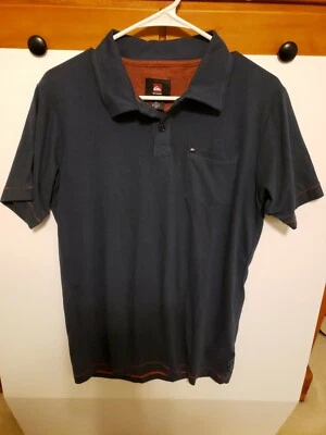 Quiksilver мальчиков рубашка-поло размер большой 14 темно-синий одиночный карман новый с ярлыками! - Изображение 1 из 4