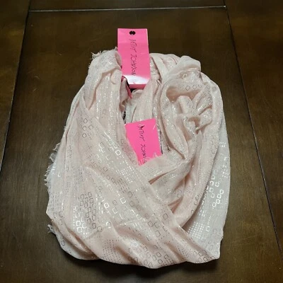 BETSEY JOHNSON Infinity Long Circle Scarf NWT Pink Blush Silver Accents One Size - Image 1 of 3