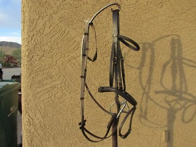 Stubben English Bridle Horse Size Brown Leather Flash Noseband D Ring Snaffle  - Image 1 of 4