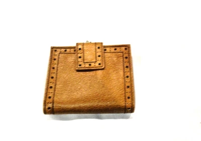 Винтажный коричневый кожаный бумажник, золотой отделки короны логотип, c. 1960-х - Изображение 1 из 4