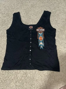 Women Harley Davidson Tank Top Size Large Black - Picture 1 of 5