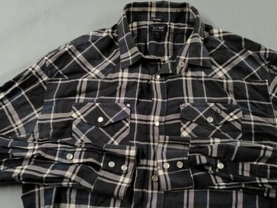 Camisa Armani Jeans Para Mujer XL Cuadros Perla Occidental A Presión Abotonada Manga Larga Foto 1 de 4