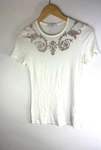 Authentic *CLG* Versace Collection G34372 Embellished Crew Neck T-Shirt Size 38 - Picture 1 of 4