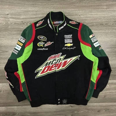 Vintage NASCAR Jacket Mens Medium Black Diet Mtn Dew JH Design Racing Y2K - Image 1 of 4