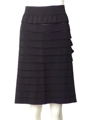 ALAIA- Black Knit Ruffle Skirt, Size Medium - Image 1 of 4