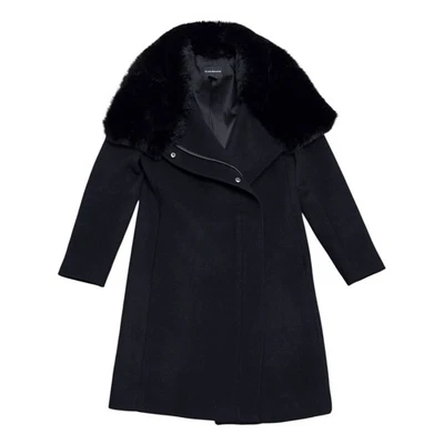 Abrigo de mujer CLUB MONACO piel sintética lana diseñador de lujo invierno negocios guisante XS  Foto 1 de 4