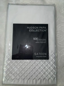 Hudson Park Collection Embroidered Geo King Sham, White/White - Picture 1 of 4