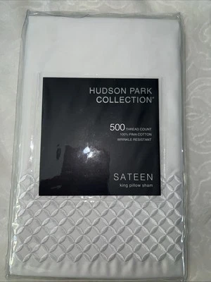 Hudson Park Collection Embroidered Geo King Sham, White/White - Image 1 of 4